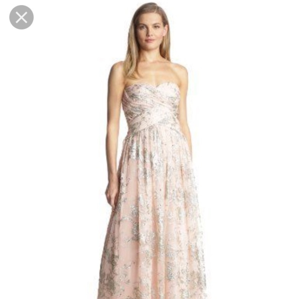 Hailey by Adrianna Papell strapless glitter gown